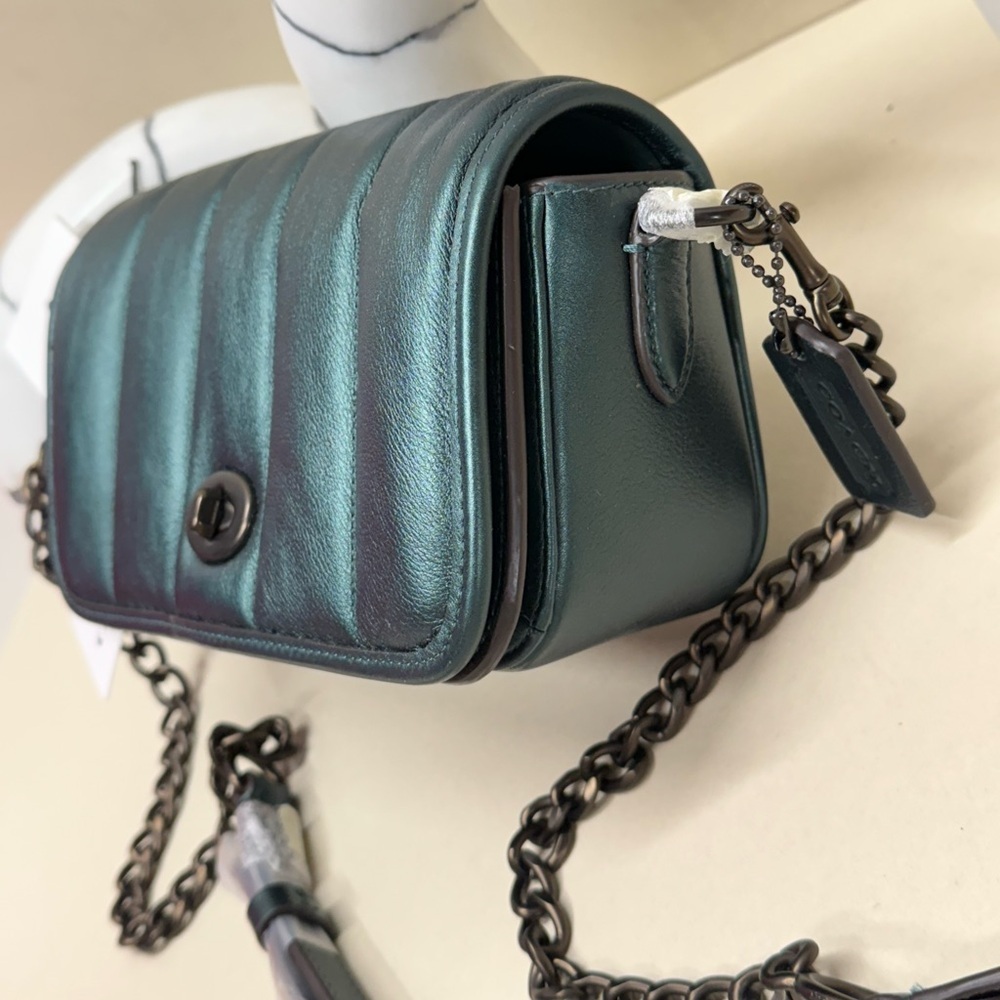 (new+tag) Coach Originals Quilties Dinkey Metallic Green Crossbody Bag - Picture 10 of 13
